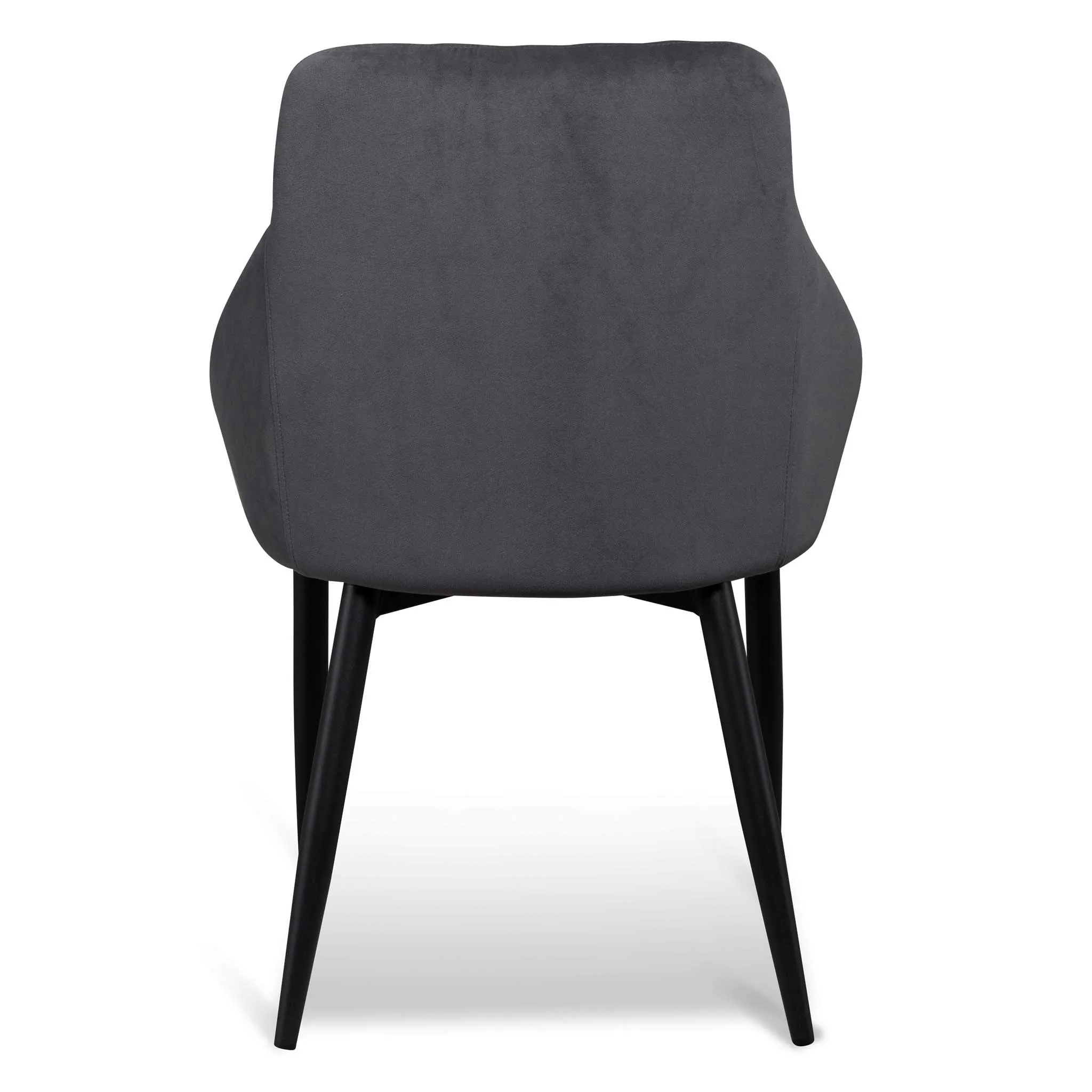 Set of 2 - Rolf Dining Chair - Grey Velvet in Black Legs