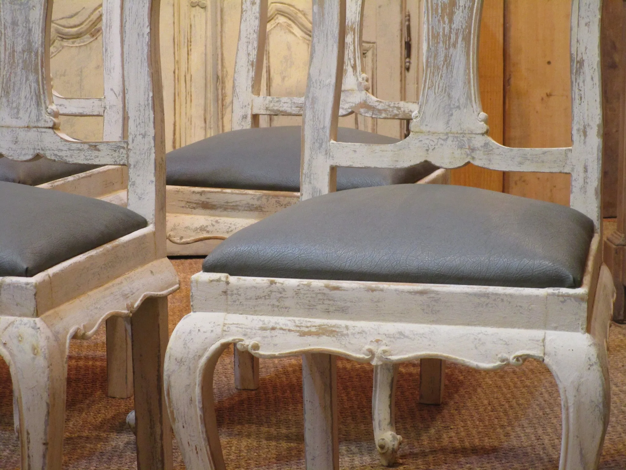 Set of four oak Chippendale dining chairs