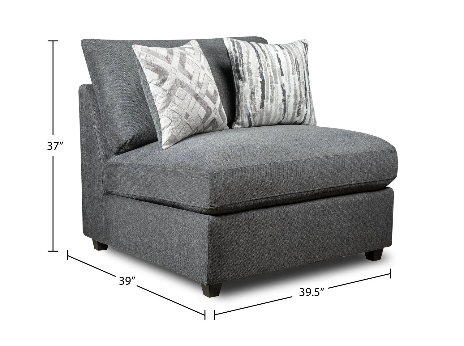 Skye Linen-Look Fabric 5-Piece Modular Sectional with 4 Armless Chairs - Charcoal