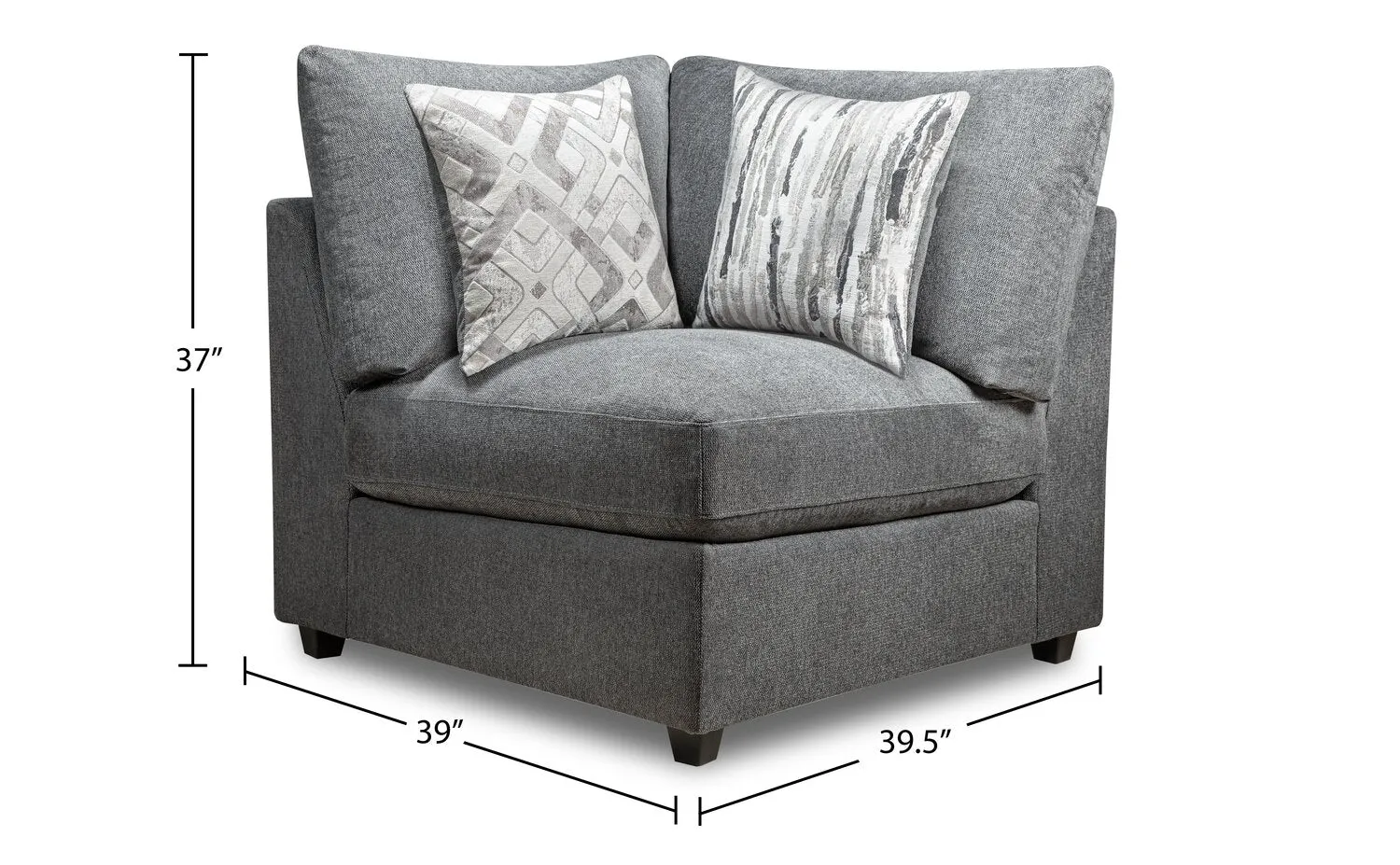 Skye Linen-Look Fabric 5-Piece Modular Sectional with 4 Armless Chairs - Charcoal