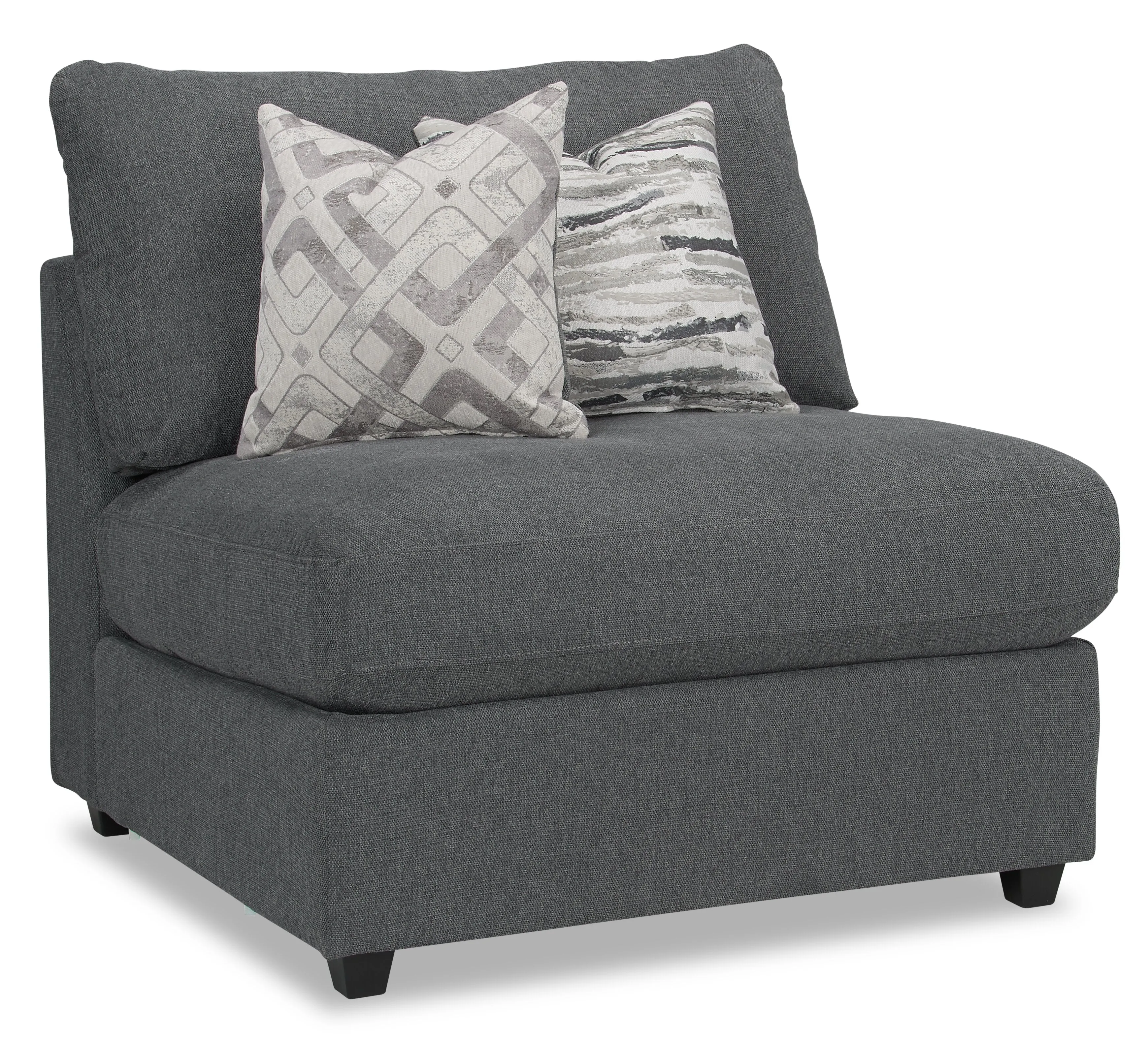 Skye Linen-Look Fabric 5-Piece Modular Sectional with 4 Armless Chairs - Charcoal