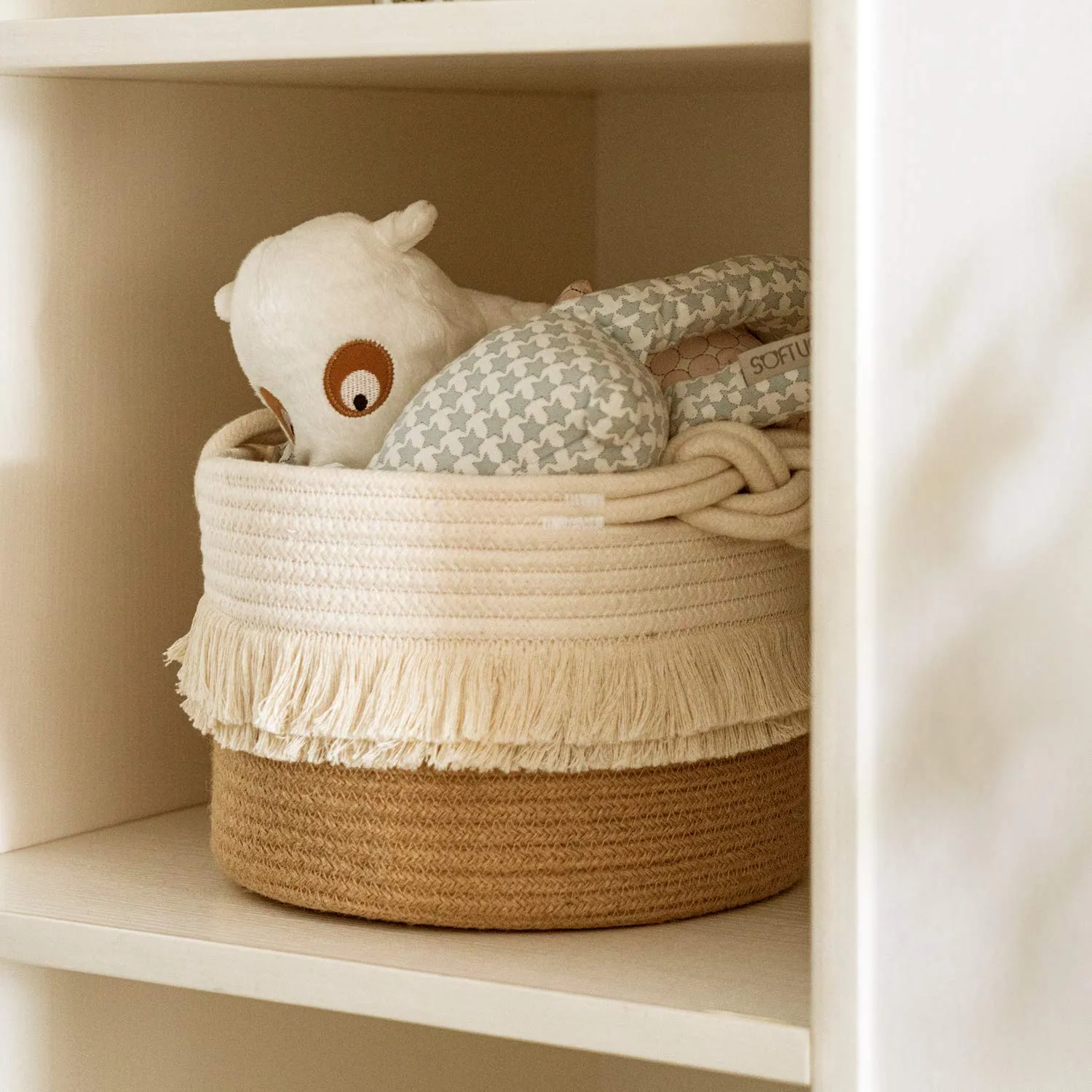 Small Woven Storage Baskets Cotton and Jute Rope Decorative Hamper