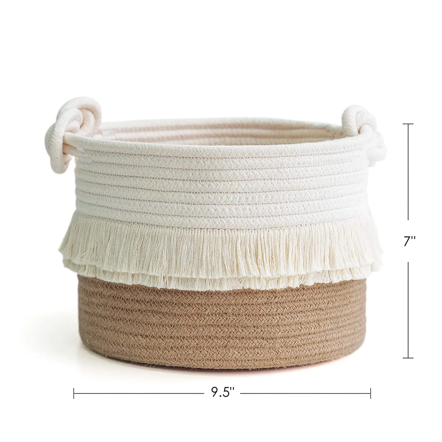 Small Woven Storage Baskets Cotton and Jute Rope Decorative Hamper