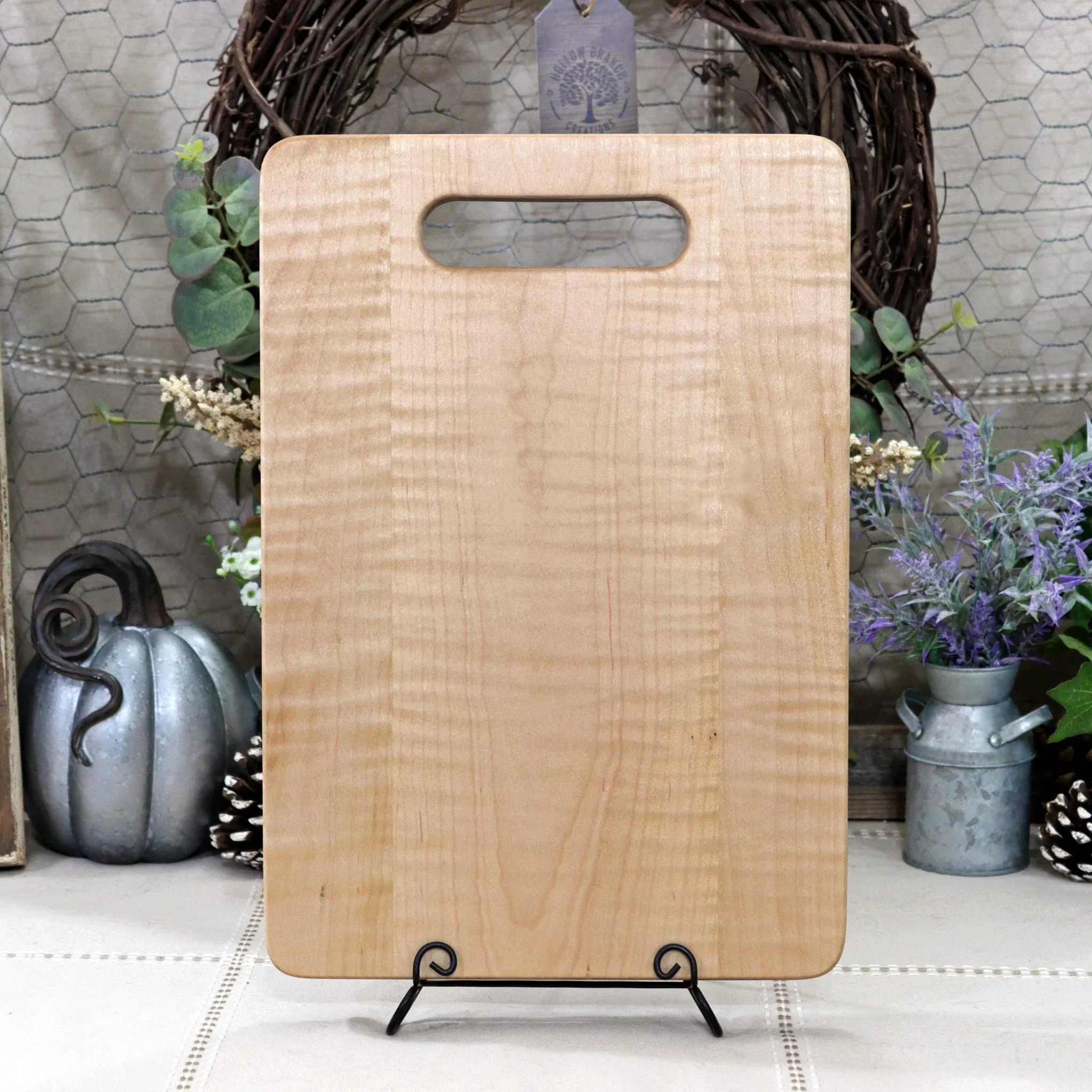 Solid Curly Maple Cutting Board With Built-In Handle