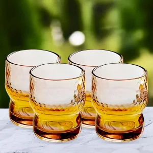 The Better Home Water Glasses Set of 4 (300ml each) | Juice Glasses | Lead Free Drinking Glasses | Kitchen Gift Items | Cold Drink Glass | Cocktail Glass | Kaanch Ke Glass | Housewarming Gifts (Amber)