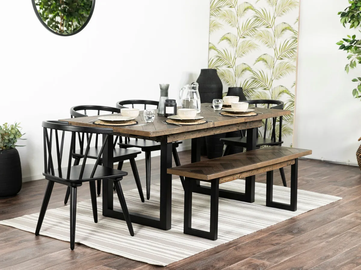 Tulsa Dark Extendable Dining Table (140cm - 180cm) & Bogart Dining Chairs