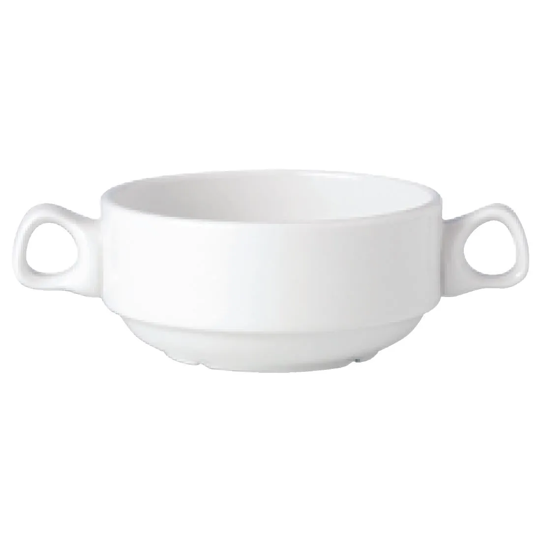 V0017 Steelite Simplicity White Handled Stacking Soup Cups 285ml (Pack of 36)