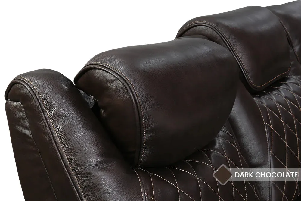 Valencia Oslo Leather Home Theater Seating Row of 2 Loveseat, Dark Chocolate