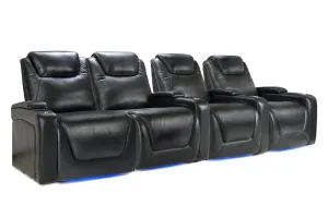 Valencia Oslo Modern XL Home Theater Seating Row of 4 Loveseat Left, Midnight Black