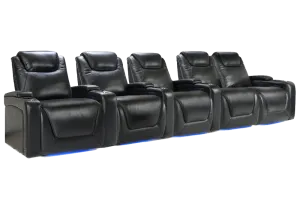 Valencia Oslo Modern XL Home Theater Seating Row of 5 Loveseat Right, Midnight Black