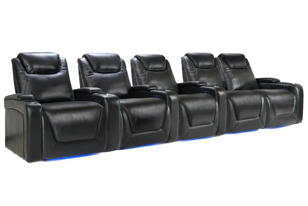 Valencia Oslo Modern XL Home Theater Seating Row of 5 Loveseat Right, Midnight Black