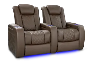 Valencia Tuscany Vegan Leather Home Theater Seating Row of 2, Dark Truffle