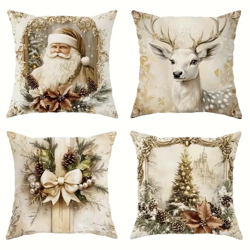 Velvet Christmas Deer Tree Pillow – Festive and Cozy Décor