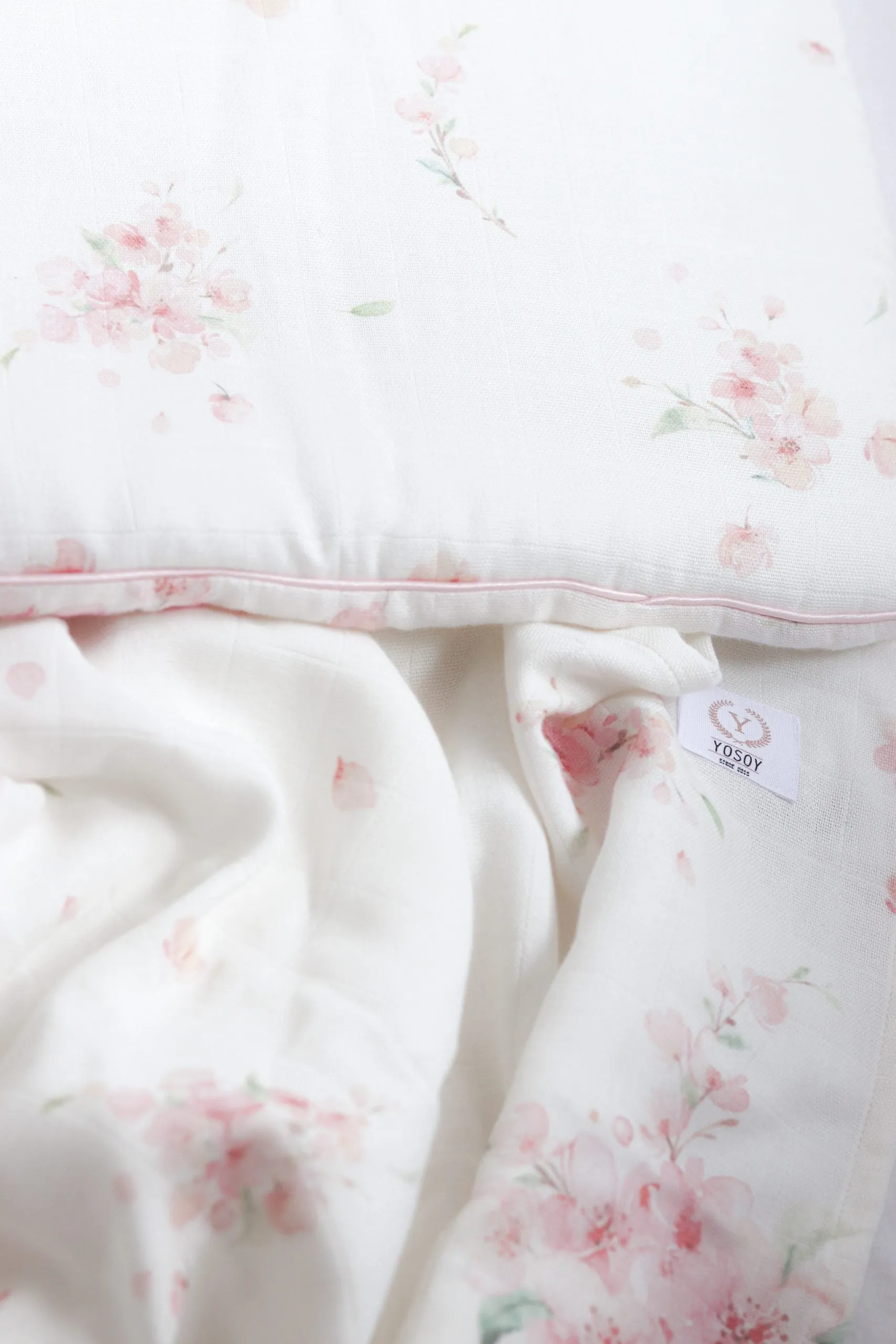 Yosoy Organic Cotton Muslin Baby Pillow (Japanese Flowers)