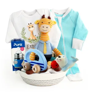 Zeronto Baby Boy Gift Basket - Safari Giraffe