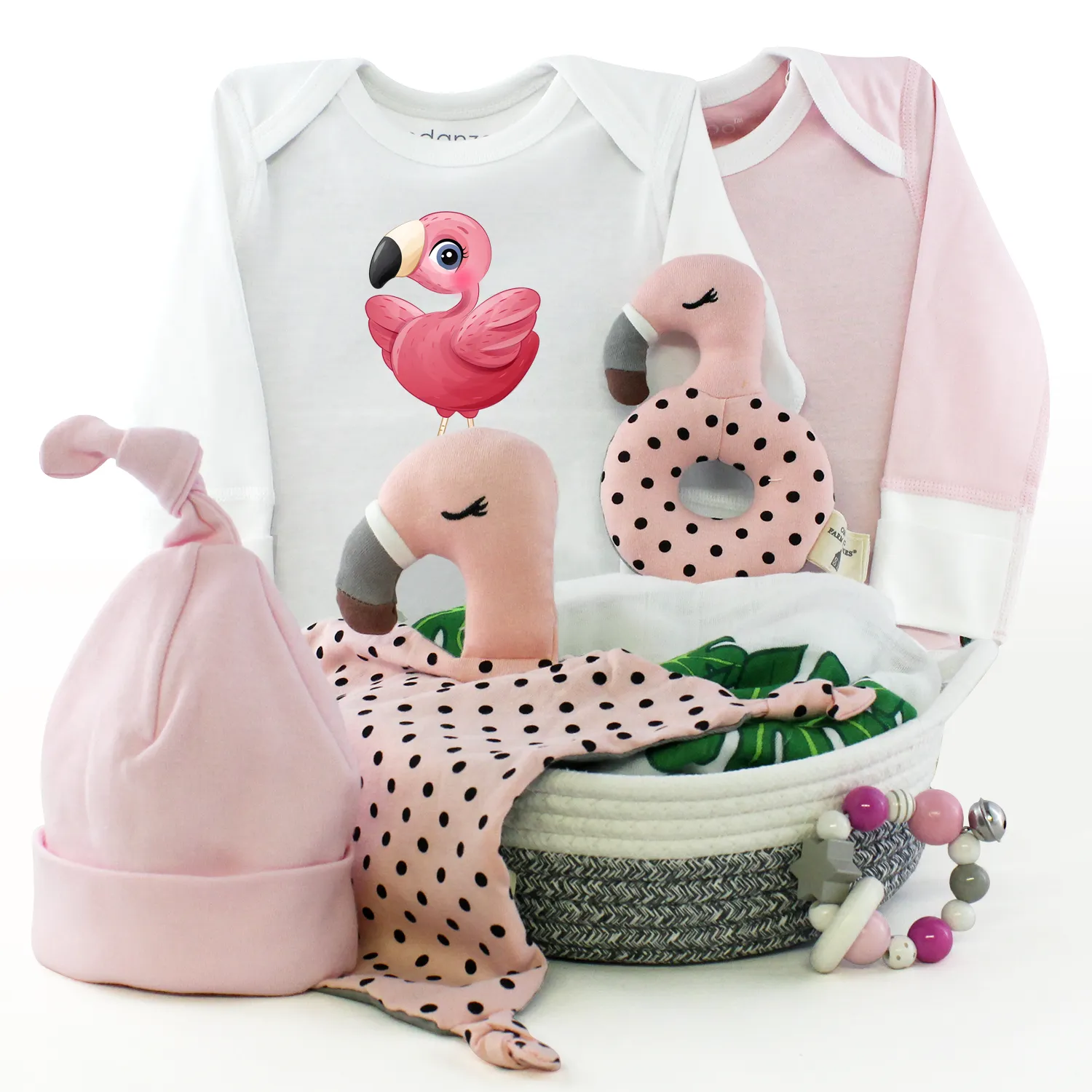 Zeronto Baby Girl Gift Basket - Beautiful Pink Flamingo