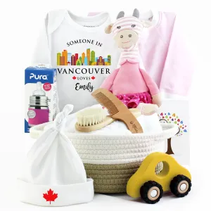 Zeronto Baby Girl Gift Basket - Someone in Vancouver Loves Baby Girl